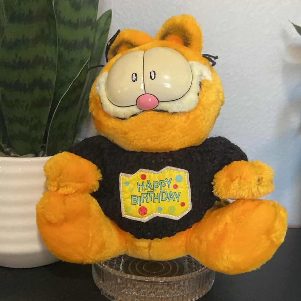 Vintage Garfield Happy Birthday Plush Toy - Orange and Black - Picture 11 of 16